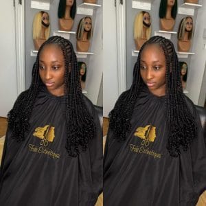 Tresses longues protectrices avec boucles satinées