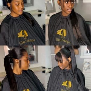 Pose de perruque ponytail avec lace frontal 13x4 sans colle, résultat naturel avec baby hair.
